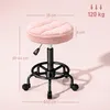 HOMCOM-Rollhocker-Polyester, Metall-Ø50 x 50-66H cm-Rosa Produktbild-Vorschau 3