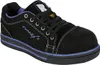 A single black safety shoe with purple accents, shown from a three-quarter side view on a white background. Produktbild-Vorschau
