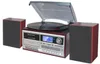 A vintage-style record player with speakers, cassette player, and CD player. Produktbild-Vorschau