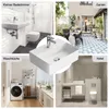 Collage of four different bathroom and laundry room scenes, with a close-up of a sink in the center. Anteprima dell’immagine prodotto