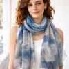 Écharpe en soie pour femme, bleu à motifs floraux, XL, Voir les images du produit 2