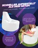 A collage-style marketing image for a beanbag chair, showing the product in use and highlighting its features. Produktbild-Vorschau