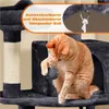 An orange cat playing with a toy mouse hanging from a cat tree. Produktbild-Vorschau
