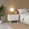 2 Szafki Nocne Białe Stoliki Nocne 2 szuflady Oslo Styl Podgląd zdjęcia produktu 3