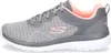 A side view of a gray Skechers sneaker with pink accents. Anteprima dell’immagine prodotto