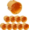 A top view of one orange electrical junction box and a row of nine identical boxes below it, all on a white background. Produktbild-Vorschau