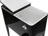 A black cooler with its lid open, showing the white interior. Produktbild-Vorschau