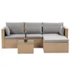 BEAUTYSOFA | SEVILLA Polyrattan Gartenlounge Beige – Produktbild-Vorschau 11