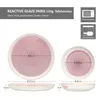 Product image showing two plates and their dimensions, along with icons indicating microwave and dishwasher safety. Podgląd zdjęcia produktu