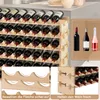 A wine rack filled with bottles of wine, with close-up insets showing bottle holders and different types of wine bottles. Produktbild-Vorschau
