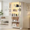 Merax Hochschrank mit LED und Glastüren, Vitrine Produktbild-Vorschau 9