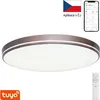 A modern ceiling light with a remote control and a smartphone app interface shown in the background. Náhľad obrázku produktu