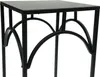 A close-up view of the top part of a black metal plant stand with decorative curved supports. Náhled obrázku produktu