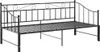 A black metal daybed with a slatted base and decorative scrollwork on the backrest. Náhled obrázku produktu