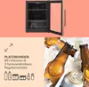 A collage showing a mini-refrigerator and bottles of beverages in ice. Produktbild-Vorschau