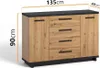 Dressoir Ines, 135 cm, met houtlook en zwarte details – 2 Productafbeelding-voorbeeld 3