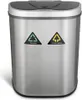 A stainless steel trash can with two compartments for waste separation. Anteprima dell’immagine prodotto