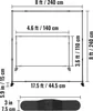 Diagram showing the dimensions of a poster background stand. Produktbild-Vorschau