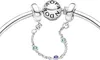 A close-up shot of a Pandora safety chain bracelet with blue stones. Anteprima dell’immagine prodotto