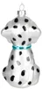 A glass Christmas ornament shaped like a Dalmatian puppy, seen from the back. Voir les images du produit