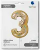 Riesenzahl Folienballon 40"/102cm | Holo Gold Zahl: 3 Produktbild-Vorschau 2