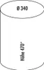 A diagram of a cylindrical object with dimensions indicated. Produktbild-Vorschau