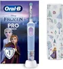 A product shot of an Oral-B Frozen Pro Kids electric toothbrush and its packaging, along with a travel case. Náhled obrázku produktu