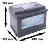 A car battery with dimensions indicated by arrows and text. Anteprima dell’immagine prodotto