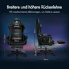 A diagram showing the dimensions of a gaming chair, with two views of the chair presented side-by-side. Produktbild-Vorschau