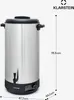 A stainless steel hot water dispenser with dimensions indicated by lines and text. Produktbild-Vorschau