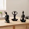 Yoga Deko Figur 3er Set Schwarz Frau Skulptur Yogapose Produktbild-Vorschau 4