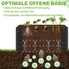 Diagram illustrating optimal conditions for plant growth in a raised garden bed, showing root development and nutrient distribution. Voir les images du produit