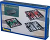 The image shows the packaging for a Philos Backgammon game, featuring illustrations of different backgammon boards. Podgląd zdjęcia produktu