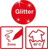 Marketing icons for glitter pens, showing tip size and washability. Podgląd zdjęcia produktu