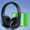 A pair of black headphones is shown in front of two large green battery icons, suggesting long battery life. Produktbild-Vorschau
