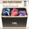 XINZI 140L Wäschekorb mit Deckel Wäschesammler 3 Fächer Produktbild-Vorschau 4