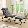 Outdoor Lounge Sessel mit Hocker, gepolstert, Stahlgestell, Produktbild-Vorschau 2