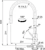 A technical drawing of a faucet with dimensions and angles indicated. Anteprima dell’immagine prodotto