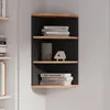 A corner shelf unit with books and decorative items. Voir les images du produit