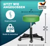 An image advertising an adjustable rolling stool with text and measurements indicating its features. Anteprima dell’immagine prodotto