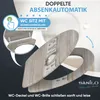 A toilet seat and lid are displayed with marketing text and graphics. Produktbild-Vorschau