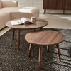 sweeek - Set aus 2 runden Couchtischen - Nussbaumfarben Produktbild-Vorschau 1