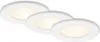 Three white LED recessed lights are arranged diagonally on a white background. Produktbild-Vorschau