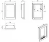 Technical drawings with dimensions of a fireplace. Voir les images du produit