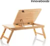 A wooden laptop table with adjustable legs and a tilting top, shown against a white background. Produktbild-Vorschau