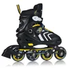 A single black and yellow inline skate is shown against a white background. Voir les images du produit