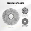 A close-up image of a round, gray mop head with a hole in the center, showing its texture and dimensions. It is accompanied by close-up views of the material and a diagram of a circular component, with German text labels. Produktbild-Vorschau