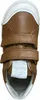 A top-down view of a brown and white child's shoe with two velcro straps. Produktbild-Vorschau