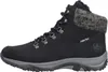 A side view of a black hiking boot with a gray sole and a knitted gray cuff. Anteprima dell’immagine prodotto