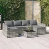 vidaXL 2-tlg. Garten-Lounge-Set mit Kissen Grau Poly Rattan Produktbild-Vorschau 2